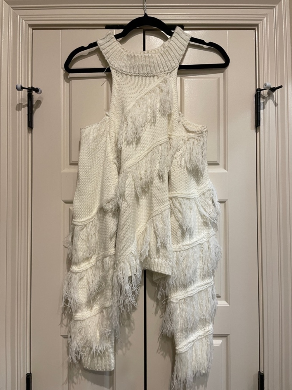 Chunky Fringe Knit Sleeveless Vest - Cream